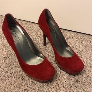 Red suede heels